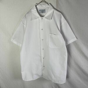 PINNACLE 半袖ワークシャツ　古着　Sサイズ　ホワイト　WORKWEAR スナップボタン　　　　　