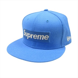 美品 20ss シュプリーム × ニューエラ SUPREME × NEW ERA ワンミリオンダラーメタリックボックスロゴキャップ 7 1/2 ブルー メンズ