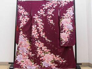 平和屋野田店■豪華振袖　作家物　金駒刺繍　花蝶文　銀通し地　逸品　BAAD1714hj