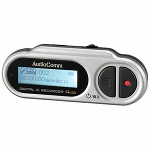 オーム電機 AudioComm ミニICレコーダー 4GB ICR-U114N 09-3012 OHM(中古品)