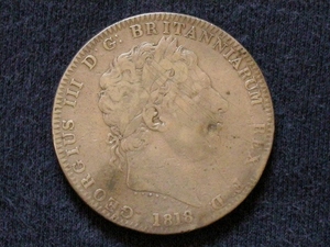 イギリス■英国◆1CROWN銀貨◆GEORGIUSⅢ■1818年/1818 Great Britain King GeorgeⅢ Crown Silver Coin