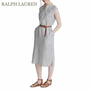 RALPH LAUREN ラルフローレン　リネン　ストライプ　ワンピース　ドレス