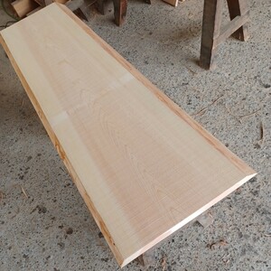A-1427【120×35～40.5×3.5cm】 国産ひのき 　耳付板 　　テーブル 　カウンター　 看板 　一枚板　 桧　 檜　無垢材　 DIY