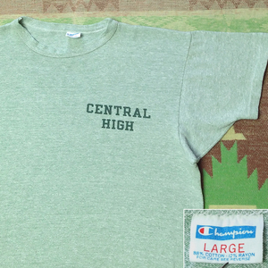 染み込みプリント 【チャンピオン】70s Green Heather T-Shirt 70年代 霜降り グリーン Tシャツ バータグ ヴィンテージ ビンテージ 60s80s
