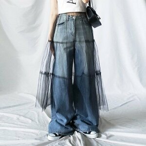 チュールスカート　レイヤード　レディース　INS　韓国ファッション　デザイン　春夏 M ホワイト