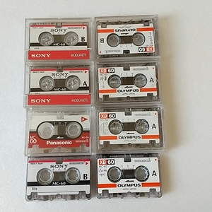 マイクロカセットテープ　SONY MC-60 OLYMPUS XB60 Panasonic MC60 まとめて8本　使用済み　ジャンク
