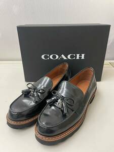 BK☆ 美品 COACH MERC LTR LOFR ブラック サイズ 7C 日本サイズ 23.5cm 〜 24cm 革靴 ローファー コーチ レディース 靴 箱付き