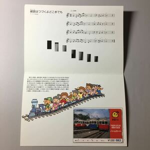 近鉄/記念カードー1996「鉄道の日記念(生駒鋼索線/生駒ケーブル宝山寺線コ1形&コ3形)」パールカード(使用済/台紙付/スルッとKANSAI)