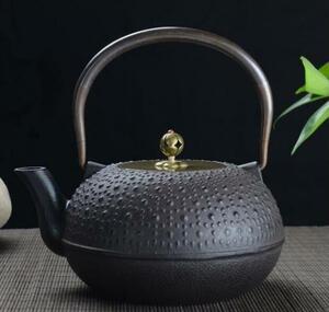 南部鉄器 老鉄瓶 提梁壺★新品 茶道具 銅製蓋 銅製取っ手 対応 鉄やかん 鉄分補給 鉄びん★1.8L 