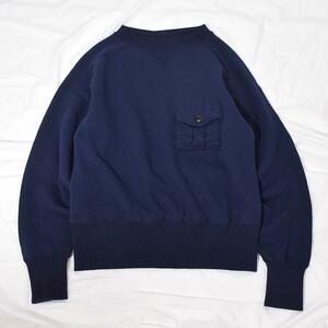 廃盤 ナイジェルケーボン NIGEL CABOURN 両Vガゼット フリーダムスリーブ ビンテージ スウェット ポケット付き ネイビー 44 S 紺