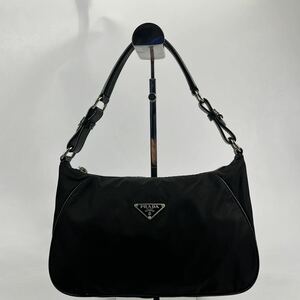 1円〜【極美品】 PRADA プラダ アクセサリーポーチ ハンドバッグ ショルダーバッグ ブラック ナイロン 黒 トライアングルロゴ テスート