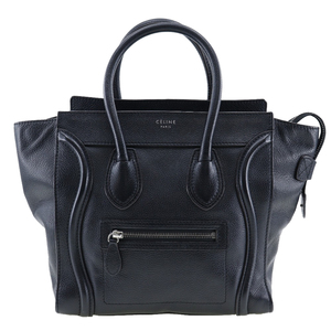 CELINE セリーヌ ラゲージ マイクロショッパー 167793 ハンドバッグ カーフ 黒 レディース【I191923068】中古