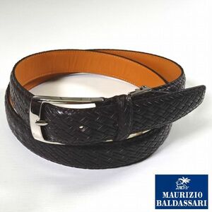 新品 マウリツィオ バルダサーリ MAURIZIO BALDASSARI 本牛革 レザー ベルト 黒茶系 メンズ 男性 紳士 ビジネス カジュアルにも