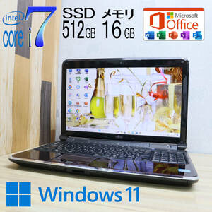 ★中古PC 最上級4コアi7！新品SSD512GB メモリ16GB★A77C Core i7-2630QM Webカメラ Win11 MS Office2019 Home&Business ノートPC★P71078