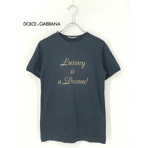 A8728/美品 春夏 DOLCE&GABBANA ドルチェ＆ガッバーナ ドルガバ コットン 半袖 クルーネック プリント Tシャツ カットソー S 黒 メンズ