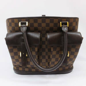 USED★現状品【Louis Vuitton】ヴィトン ダミエ マノスクGM N51120 ハンドバッグ ミニポーチ付き ブランドバッグ★