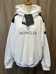 XSサイズ【未使用】MONCLER Same But Hoodie ロゴ パネル パーカー　ホワイト　白色　正規品 ◆定価8.5万円◆　人気男女兼用モデル