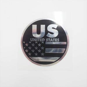 （ミラー）国旗ステッカー アメリカ ブラック 5.5cm US 星条旗 ワンポイント バイク くるま 鏡面 パソコン iPad