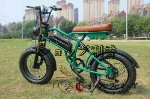 新品! 20x4.0インチ レトロな電動自転車 48v 500w 13Ah 40-60km リチウム電池 モトクロス