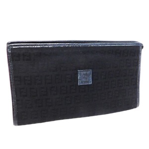 1円 ■ 極美品 フェンディ セカンドバッグ ブラック系 キャンバス×レザー ズッカ柄 FFロゴマーク FENDI ■E.Bil.zE-24