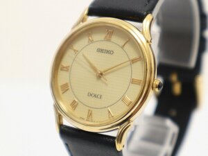 【1円スタート】SEIKO DOLCE 18KT 刻印 5E61-0A10 K18 18金無垢 メンズ クォーツ 腕時計 新品電池交換済み 総重量約33.49g 4-A042/1/60P