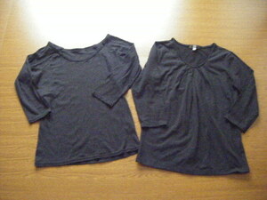 黒ブラック・七分袖Tシャツ・カットソー・2枚
