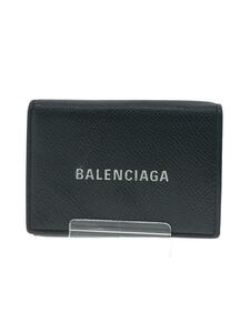 BALENCIAGA◆3つ折り財布/レザー/BLK/メンズ/594312・1090