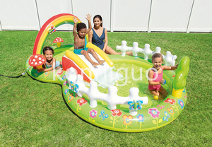 子供楽園 いいね♪ 大型家庭用プール ブルプール 水遊び 大型 レインボー キノコ すべり台 滑り台 虹 親子遊びYC16