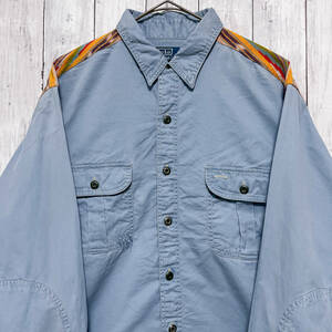 ラルフローレン Ralph Lauren ワークシャツ ネイティブ柄 長袖シャツ メンズ コットン100% Lサイズ 3‐838