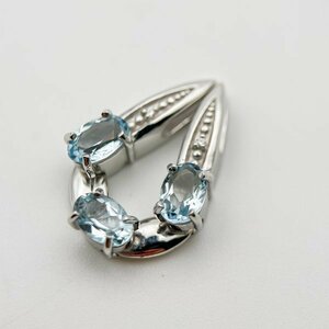 JSP1058 シルバー 4x6mmアクアマリン 1.0ct 2WAYペンダントトップ