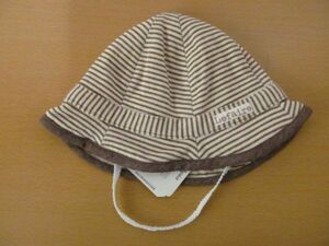 (57329)Lefaire　ベビー　コットン　ボーダー　ソフト帽　帽子　ブラウン系　46㎝　タグ付き　未使用
