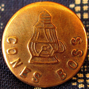 【チェンジボタン】CONES BOSS ランタン柄 1900年代 ビンテージ カバーオール用 古着 (ワークウェア オーバーオール レア レイルロード