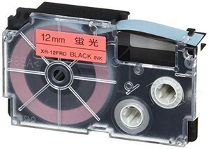 CASIO XR-12FRD 蛍光色テープ 12mm(蛍光赤テープ/黒)