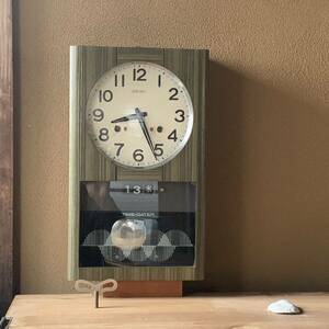 【動作確認済】振り子時計 SEIKO TIME-DATER ゼンマイ式 柱時計 ボンボン時計 昭和レトロ インダストリアル