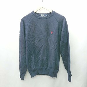 ◇ Polo by Ralph Lauren ワンポイントロゴ クルーネック 長袖 トレ－ナ－ サイズM ネイビー メンズ E