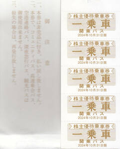 関東バス　株主優待券　10～90枚　有効期限　2024年10月31日