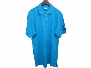 チャンピオン CHAMPION ポロシャツ 胸刺繍 ロゴ Super H2O 企業ロゴ 水色 ライトブルー フリーサイズ F 0515 メンズ