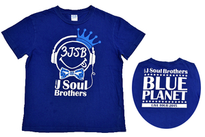S-9813★送料無料★BLUE PLANET LIVE TOUR 2015年 三代目J Soul Brothers★ブルー青色 両面プリント 半袖ツアーＴシャツ Ｓ