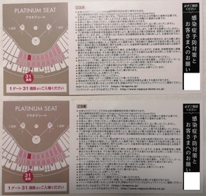 【最前列:ネクストバッターボックスの後ろ】 4/4（木） バンテリンドーム　中日VS巨人　プラチナシートペア