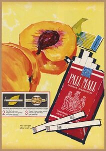 PALL MALL イラスト レトロミニポスター B5サイズ 複製広告 ◆ ポールモール ペルメル ネクタリン 桃 赤箱 タバコ 煙草 USAD5-121