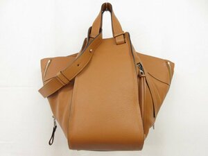 未使用【ロエベ LOEWE】 ハンモック ラージ レザー トートバッグ 2WAYショルダーバッグ (レディース) ライトブラウン系 ■5HT2440■