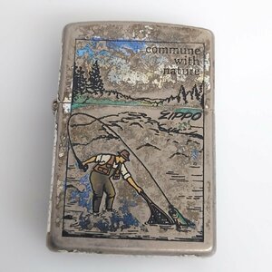 【86】希少 ZIPPO ジッポー commune with nature 釣り 着火未確認 ヴィンテージ品