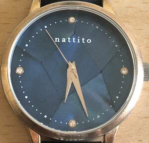 272-0680 nattito レディース腕時計　革ベルト　クオーツ　ネイビー　QKS178 8-4 電池切れ　動作未確認