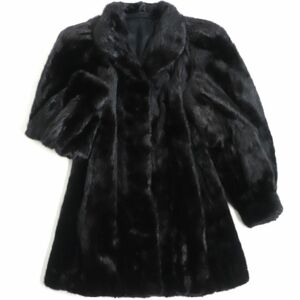 極美品▼SAGA MINK　サガミンク　逆毛　本毛皮コート　ダークブラウン(ブラックに近い)　毛質艶やか・柔らか◎