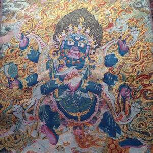 セール　卍　チベット仏教　大黒天（マハカーラ） 90ｃｍ　織物　　　検索；仏像　アート　曼荼羅 　観音 C3,5