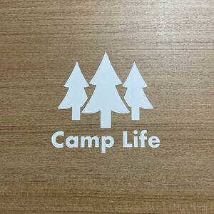 【送料無料】 Camp Life カッティングステッカー キャンプ テント CAMP アウトドア 白【新品】