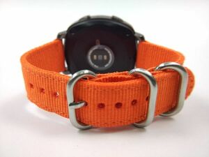 ナイロン製ミリタリーストラップ 交換用腕時計ベルト オレンジ 20mm