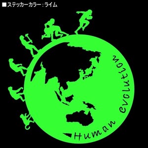 ★千円以上送料0★(16cm)地球型-人類の進化【アメフト編】アメリカンフットボール、タックル、アイシールド21好き、車のステッカーに(3)