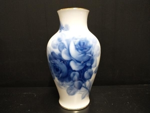 大倉陶園 ブルーローズ 花器 花瓶 高さ約34cm