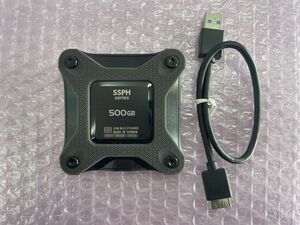 #800055 IO DATA 外付けSSD 500GB SSPH-UAシリーズ SSPH-UA500KB スモーキーブラック (USB 3.2 Gen 1（USB 3.0）/USB 2.0接続 /500GB)